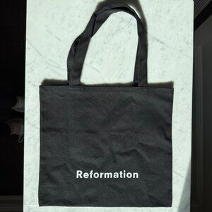 Reformation Black Canvas Tote Bag Minimalist Design